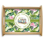 Flamingo & Camping Natural Wooden Tray - Large (Personalized)