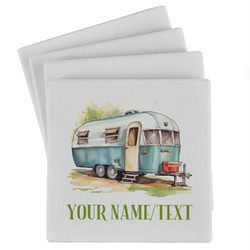 Flamingo & Camping Absorbent Stone Coasters - Set of 4