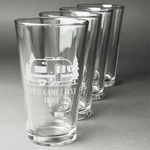 Flamingo & Camping Pint Glasses - Laser Engraved - Set of 4