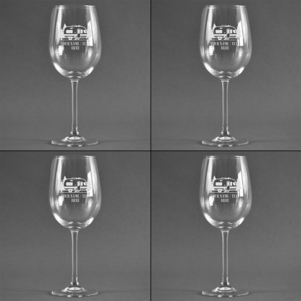 Flamingo & Camping Set of Four Personalized Wineglasses - Approval