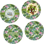 Flamingo & Camping Glass Lunch / Dinner Plates 10" - Set of 4 (Personalized)