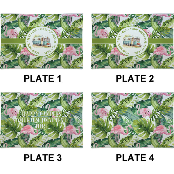 Flamingo & Camping Set of Rectangular Appetizer / Dessert Plates (Approval)