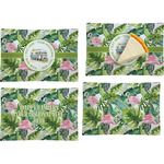 Flamingo & Camping Glass Rectangular Appetizer / Dessert Plates - Set of 4 (Personalized)