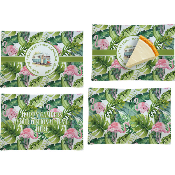Flamingo & Camping Set of Rectangular Appetizer / Dessert Plates