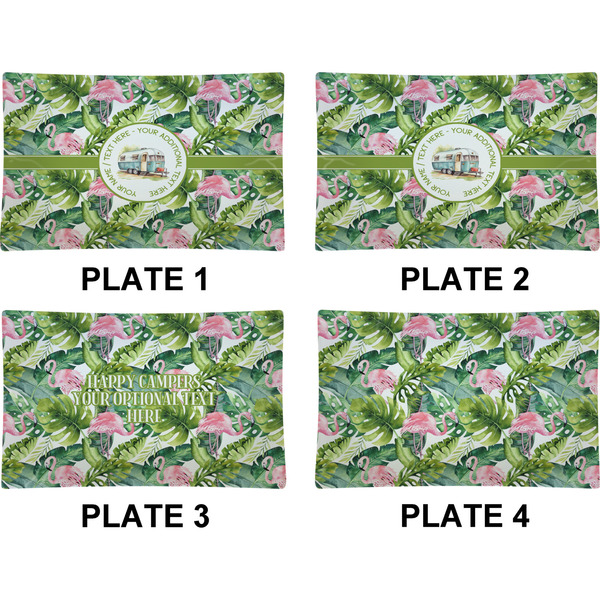Flamingo & Camping Set of Rectangular Dinner Plates (Approval)