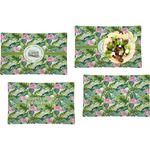 Flamingo & Camping Glass Rectangular Lunch / Dinner Plates - Set of 4 (Personalized)
