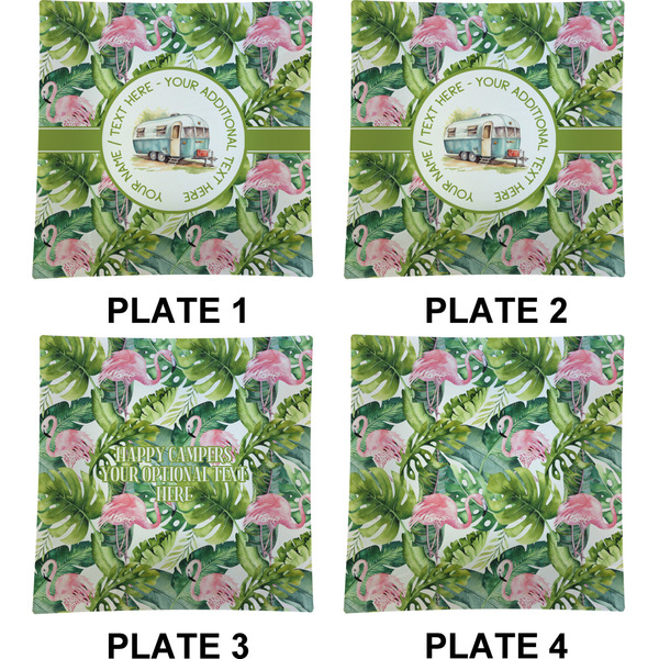 Flamingo & Camping Set of Square Dinner Plates (Approval)