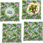 Flamingo & Camping Glass Square Lunch / Dinner Plates 9.5" - Set of 4 (Personalized)