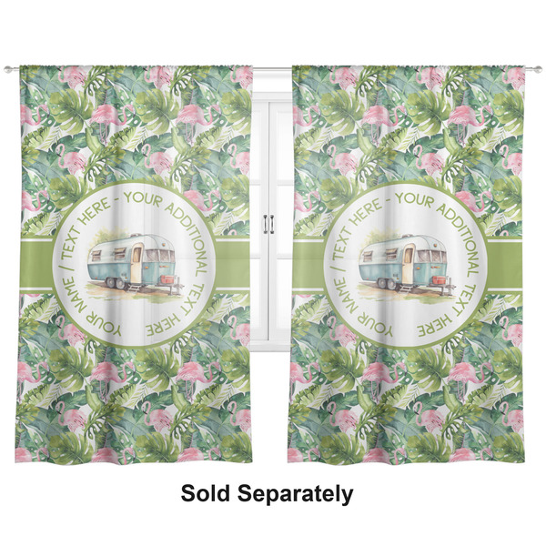 Flamingo & Camping Sheer Curtains Double