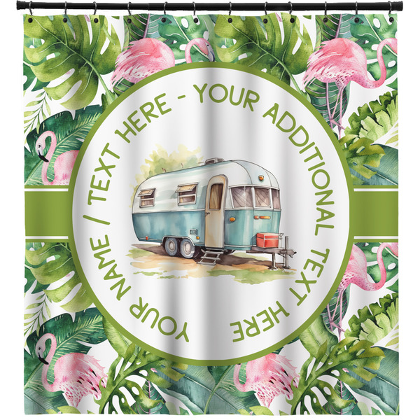 Custom Flamingo & Camping Shower Curtain (Personalized)