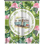 Flamingo & Camping Extra Long Shower Curtain - 70" x 83" (Personalized)