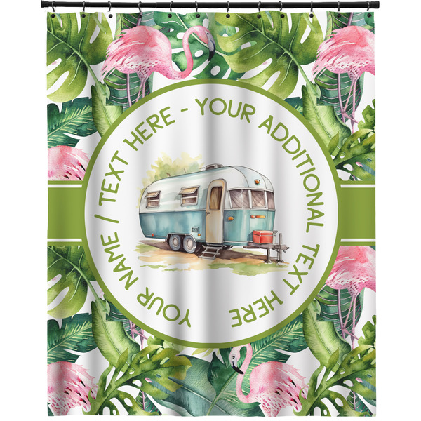 Custom Flamingo & Camping Extra Long Shower Curtain - 70" x 83" (Personalized)