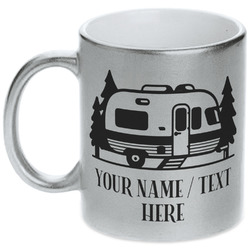 Flamingo & Camping Metallic Silver Mug