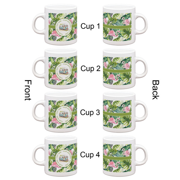 Flamingo & Camping Single Shot Espresso Cup - Set of 4 - Front & Back