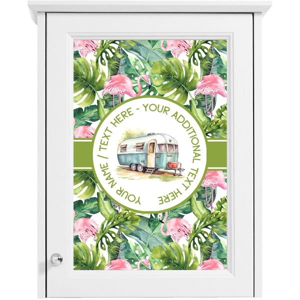 Flamingo & Camping Single White Cabinet Decal