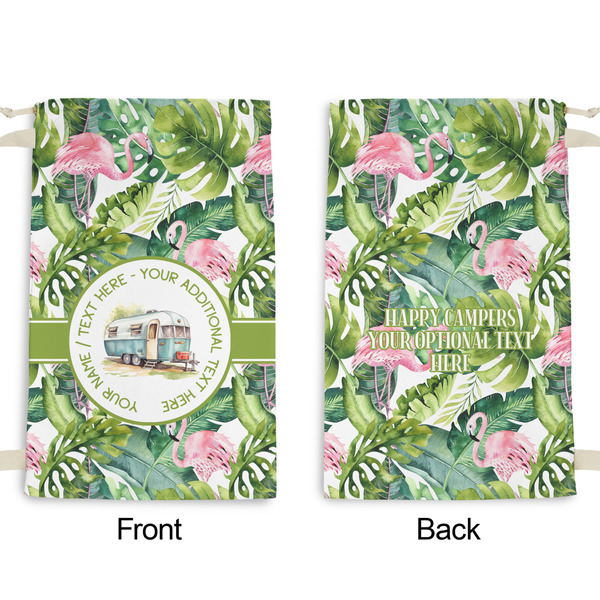 Flamingo & Camping Small Laundry Bag - Front & Back View
