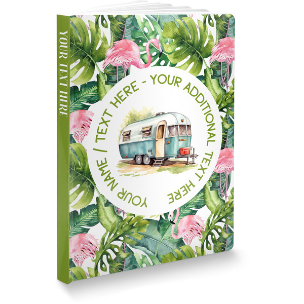 Custom Flamingo & Camping Softbound Notebook - 7.25" x 10" (Personalized)