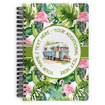 Flamingo & Camping Spiral Notebook - 7" x 10" (Personalized)
