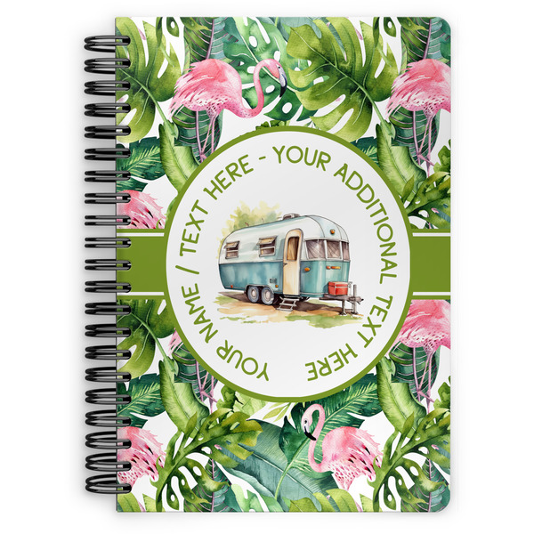 Custom Flamingo & Camping Spiral Notebook - 7" x 10" (Personalized)