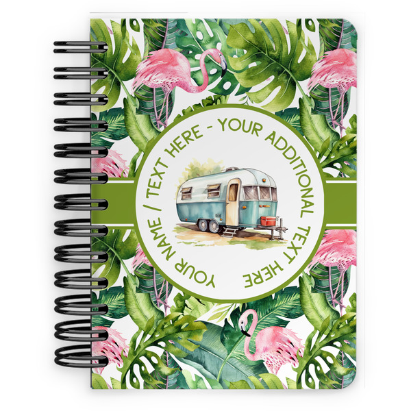 Custom Flamingo & Camping Spiral Notebook - 5" x 7" (Personalized)