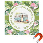 Flamingo & Camping Square Car Magnet - 6" (Personalized)