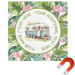 Flamingo & Camping Square Car Magnet - 10" (Personalized)