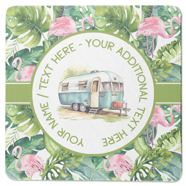 Flamingo & Camping Square Coaster Rubber Back - Single