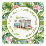 Flamingo & Camping Square Decal (Personalized)