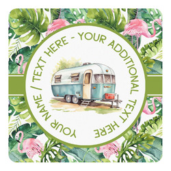 Flamingo & Camping Square Decal - Small (Personalized)
