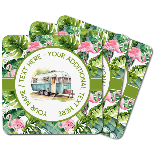 Flamingo & Camping Square Fridge Magnet - MAIN