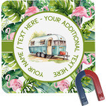 Flamingo & Camping Square Fridge Magnet (Personalized)