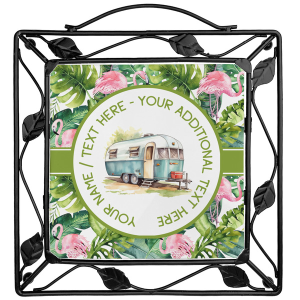 Custom Flamingo & Camping Square Trivet (Personalized)