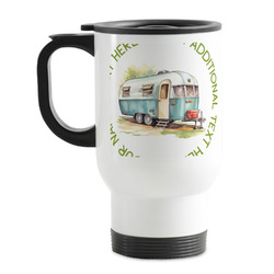 Flamingo & Camping Stainless Steel Travel Mug with Handle (Personalized)