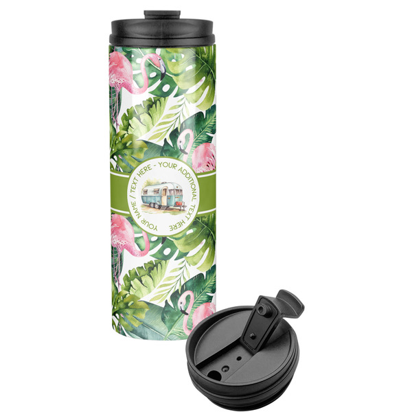 Custom Flamingo & Camping Stainless Steel Skinny Tumbler (Personalized)