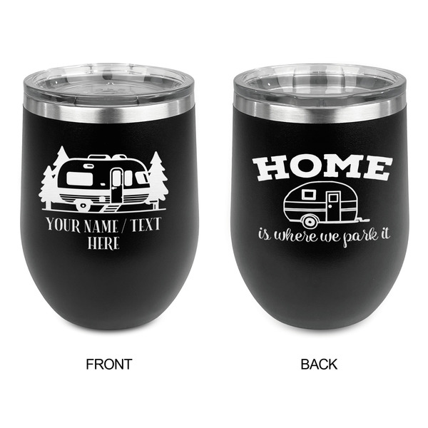 Flamingo & Camping Stainless Wine Tumblers - Black - Double Sided - Approval
