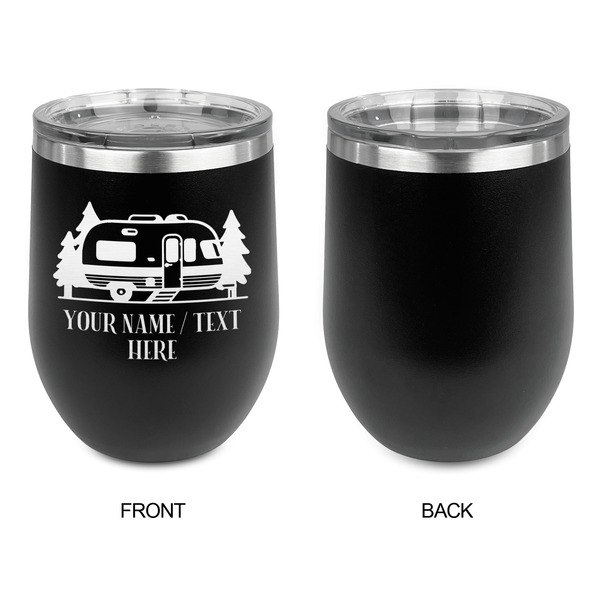 Flamingo & Camping Stainless Wine Tumblers - Black - Single Sided - Approval