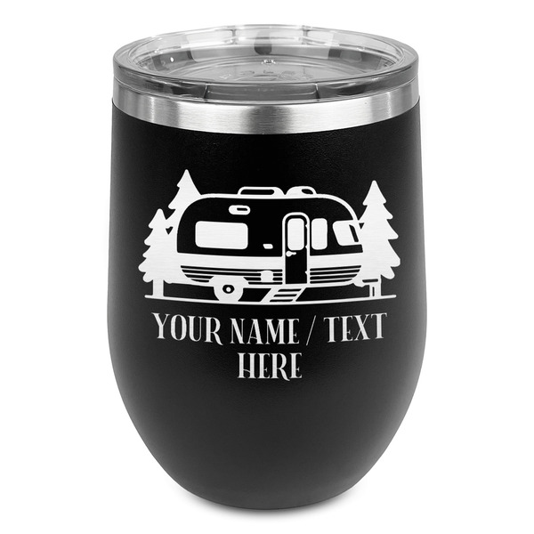 Custom Flamingo & Camping Stemless Stainless Steel Wine Tumbler