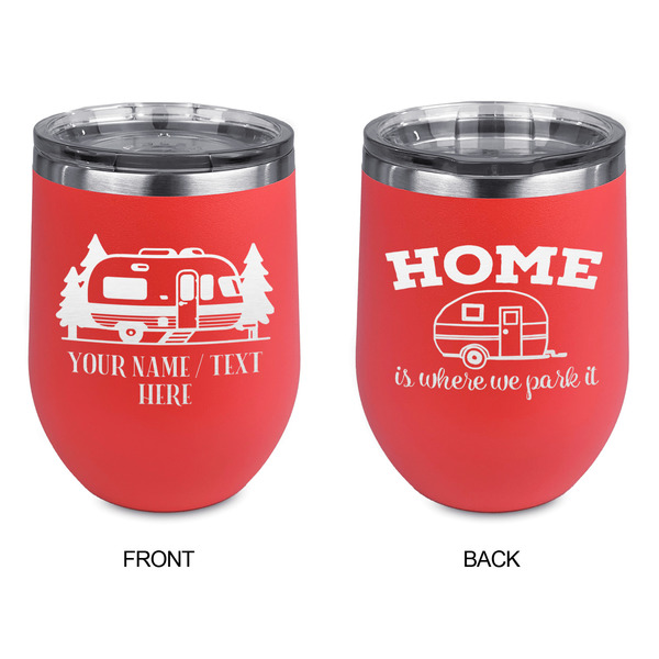 Flamingo & Camping Stainless Wine Tumblers - Coral - Double Sided - Approval