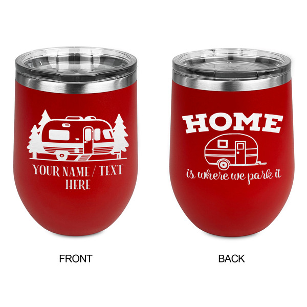 Flamingo & Camping Stainless Wine Tumblers - Red - Double Sided - Approval