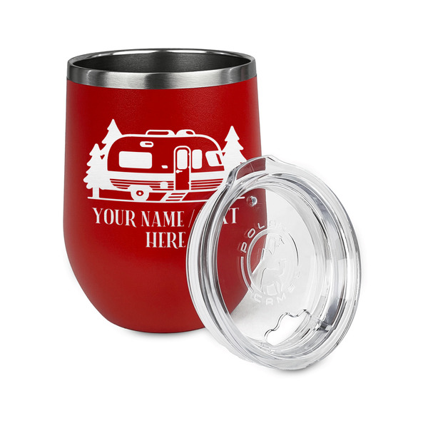 Flamingo & Camping Stainless Wine Tumblers - Red - Single Sided - Alt View