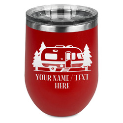 Flamingo & Camping Stemless Stainless Steel Wine Tumbler - Red - Single-Sided