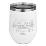 Flamingo & Camping Stemless Stainless Steel Wine Tumbler - White - Single-Sided