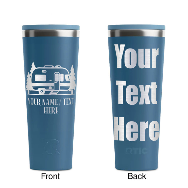 Flamingo & Camping Steel Blue RTIC Everyday Tumbler - 28 oz. - Front and Back