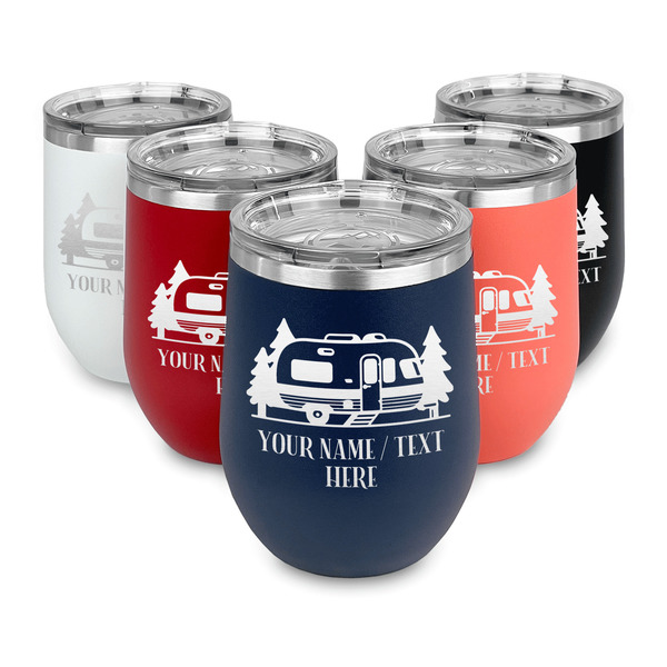 Flamingo & Camping Steel Wine Tumblers Multiple Colors