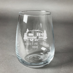 Flamingo & Camping Stemless Wine Glass - Laser Engraved