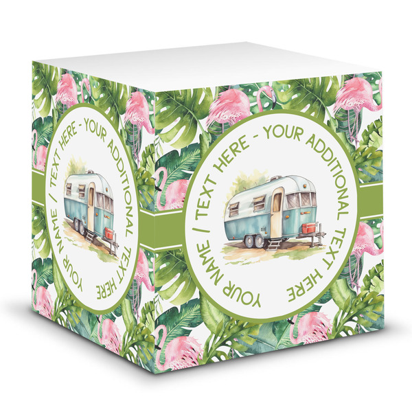 Custom Flamingo & Camping Sticky Note Cube (Personalized)