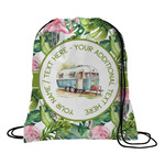 Flamingo & Camping Drawstring Backpack (Personalized)