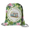 Flamingo & Camping Drawstring Backpack - Medium (Personalized)