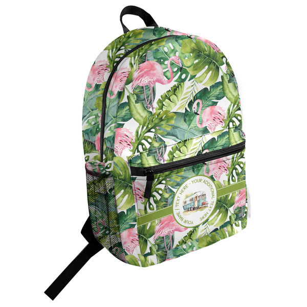 Custom Flamingo & Camping Student Backpack (Personalized)