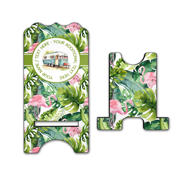 Flamingo & Camping Stylized Phone Stand - Front & Back - Large